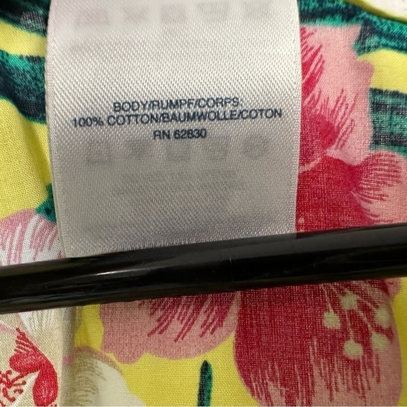 LANDS’ END Tropical Floral Maxi Kaftan Swim Coverup Sz XL Yellow V Neck Cotton - Picture 7 of 9